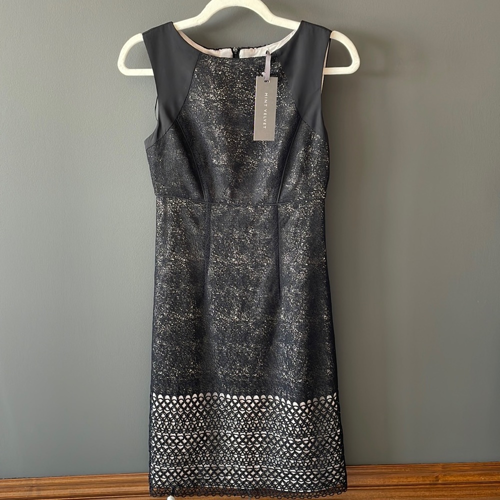 🆕MINT VELVET Black Mesh Lace Cocktail Dress sz US 2